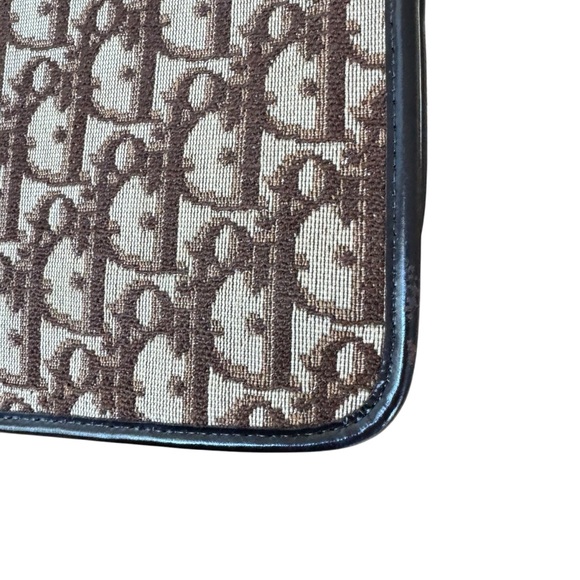 Vintage 70s Christian Dior Clutch Flap Bag Envelope Trotter Brown Logo Monogram - Picture 4 of 15